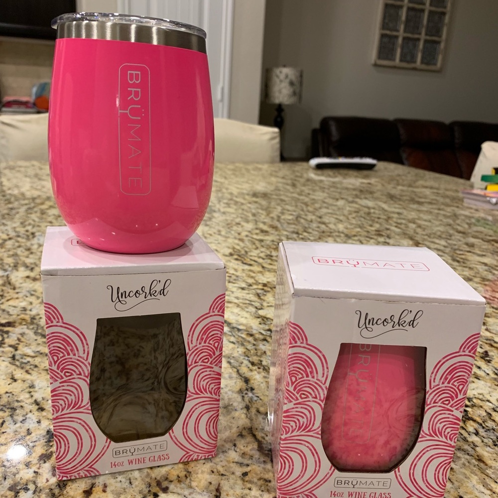 2 NIB Brumate Neon Pink Wine Glasses